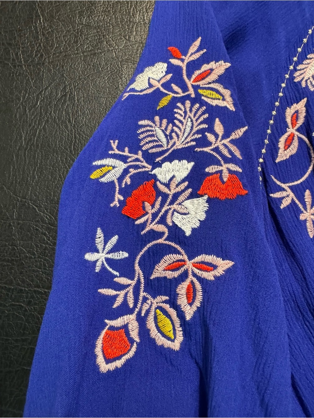 Boden Cobalt Blue Embroidered Wide-Leg Jumpsuit - Picture 9 of 11